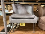 SILVER SIDE CHAIR, VELOUR, PLEXI LEGS