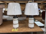 BID PRICE X 2 - (2) TABLE LAMPS,  BLENDED BASE, BELL SHADE, 23