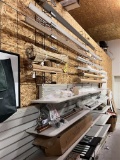 WINDOW SHADE ITEMS, TRAVERSE RODS ON SHELF,  UP ABOVE, AND ON PALLET RACKING