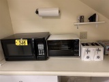 LOT OF SMALL APPLIANCES, MICROWAVE OVEN, TOASTER OVEN 4-SLICE TOASTER