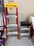 LOUISVILLE 4' FIBERGLASS STEP LADDER, COSTCO 2' ALUMINUM STEP LADDER
