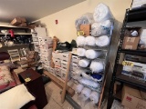 REMAINING IN ROOM: BOXES OF HARDWARE, FABRIC SAMPLES, FOAM PADDING,