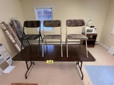 LOT: 3-FOLDING CHAIRS AND 6' FOLDING TABLE