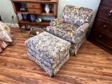 CHARLES STEWART CO. SIDE ARM CHAIR & MATCHING OTTOMAN