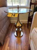 BERTINA BRASS ROUND TABLE, GLASS TOP, 20
