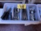 FLATWARE CADDY & ASSORTED SILVERWARE