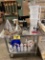 LOT: ASSORTED MEASURING ITEMS, FUNNELS, CLEANING BOTTLES