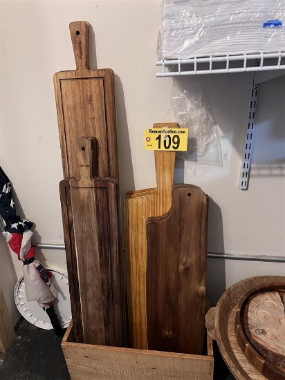 BID PRICE X 9 - (9) ASSORTED WOOD SERVING TRAYS