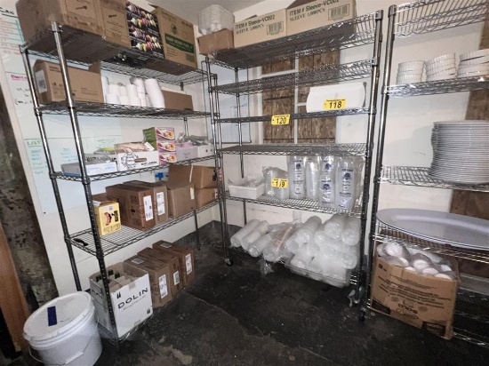 LOT OF ASSORTED PLASTIC FOOD CONTAINERS & PAPER PRODUCTS