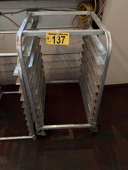 10-PAN ALUMINUM SHEET PAN CART ON CASTERS