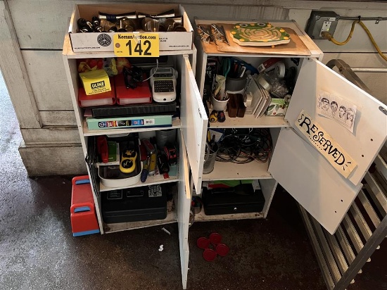 LOT OF (2) 3-DOOR CABINETS & CONTENTS: