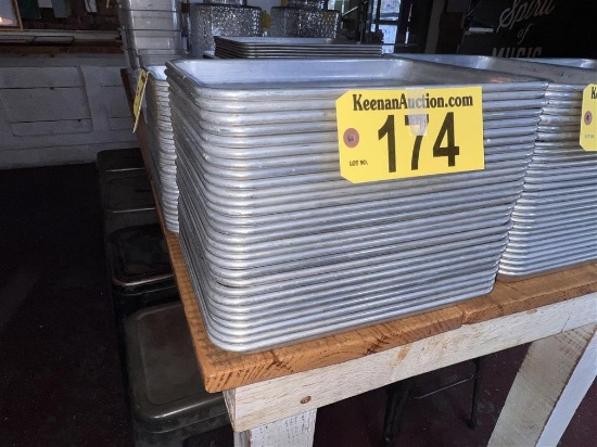 LOT OF 28-ALUMINUM SERVING TRAYS, 13"