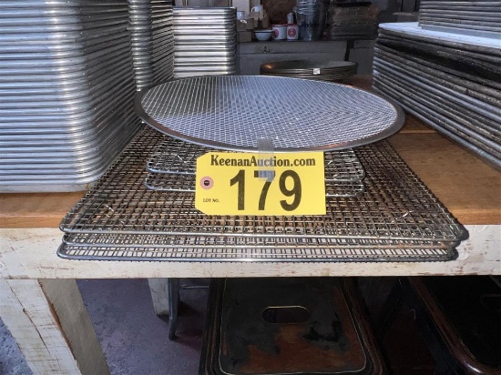 LOT OF 8-ASSORTED COOLING RACKS, 1-PIZZA SCREEN