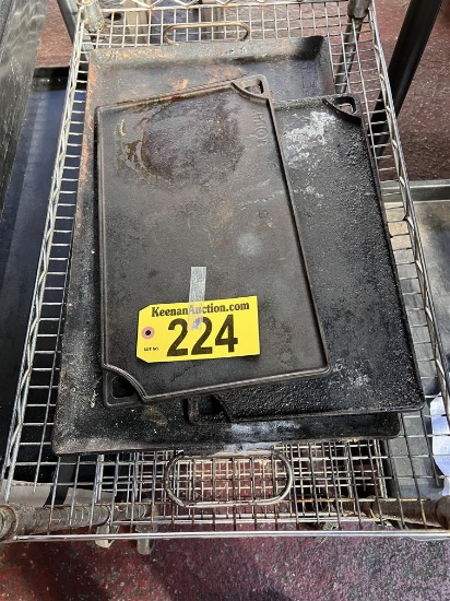 BID PRICE X 3 - (3) ASSORTED CAST IRON GRIDDLES: