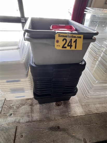 13-ASSORTED BUS BUCKETS W/ 7-LIDS & 2-SANI BUCKETS