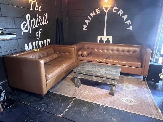 LOT: 76" SOFA, 56" LOVESEAT, TABLE & AREA RUG