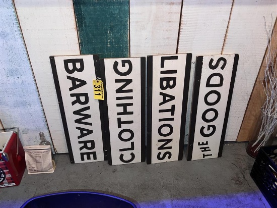4-PC HANGING WOOD SIGN SET, 33" X 12"
