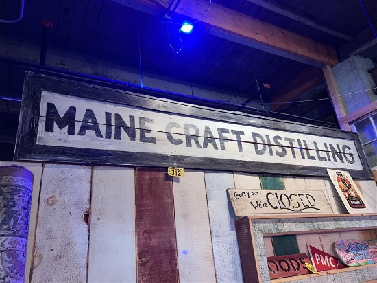 MAINE CRAFT DISTILLING WOODEN SIGN, 12' X 24"