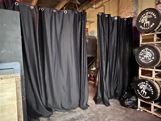 BID PRICE X 9 - (9) BLACK 14' X 104"H CURTAINS