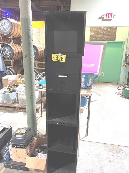 4-ASSORTED STORAGE CABINETS W/ PAPER FILE