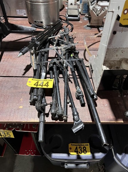 LOT OF ASSORTED TRIPODS, GODOX FLASH SHADE, FLOOR LAMP