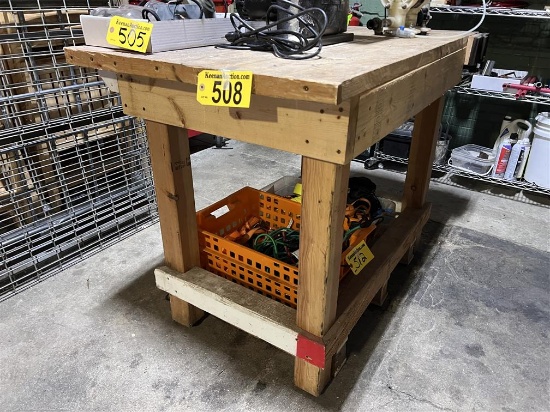 CUSTOM WOODEN SHOP BENCH, 57"W X 29" D X 38"H