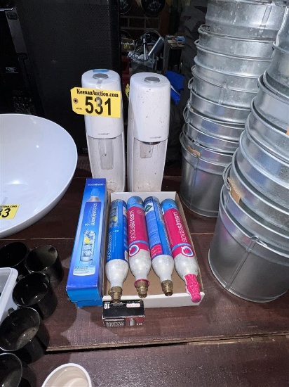 SODA STREAM MACHINES W/ (5) 60L CO2 CYLINDERS, WHIPPED CREAM CARTRIDGES