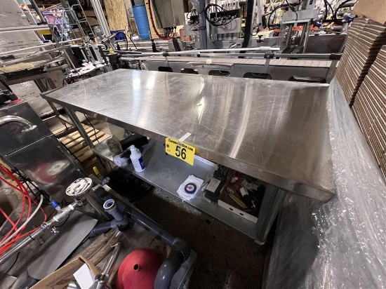 6' X 30" S/S TABLE W/ LOWER GALVANIZED SHELF, SQUARE EDGE