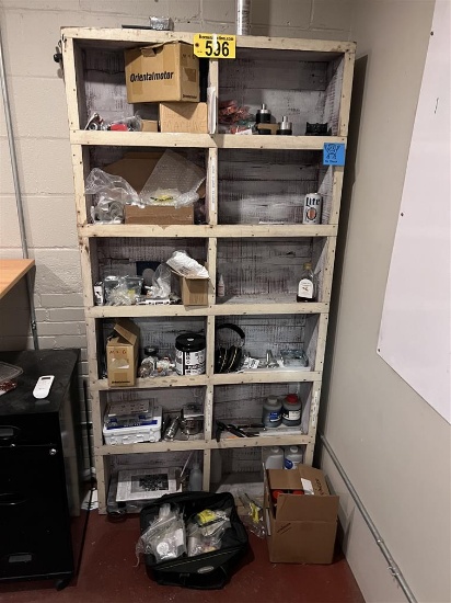 12-BIN SHELF & MISC. MACHINE PARTS