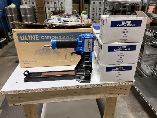 FASCO MODEL FA 35-15/18 PNEUMATIC CARTON STAPLER W/ (5) BOXES OF 2500 COUNT CARTON STAPLES