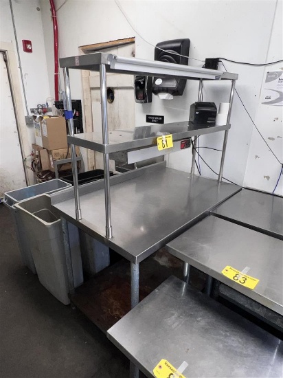 4' X 30" S/S PREP TABLE W/ 32" X 12" 2-SHELF S/S RISER,