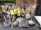 LOT: JIGGERS, STRAINERS, MIXING VASES