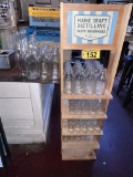 MAINE CRAFT DISTILLING 5-SHELF WOOD DISPLAY RACK & 77-PC ASSORTED GLASSWARE