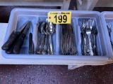 FLATWARE CADDY & ASSORTED SILVERWARE