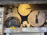 LOT: TRACTOR SEAT, HAND SAW, SPLITTING AXE & MAINE CRAFT PIRATE FLAG