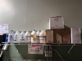 LOT OF ASSORTED CLEANING CHEMICALS, BLEACH, DETERGENT, SURFACE CLEANER