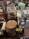 LOT: 40-ASSORTED SIZE LIVE EDGE PLATTERS, COAT RACK, SMOKER BISCUITS