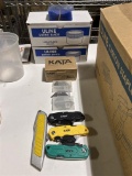LOT: KATA RAZOR KNIVES, BLADES, ULINE SHRINK BANDS