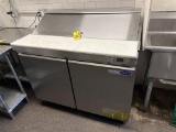 KRATOS 69K-770HC S/S 2-DOOR REFRIGERATED PREP TABLE, ON CASTERS