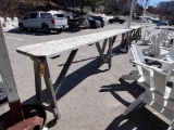 BID PRICE X 3 - (3) WOODEN BAR TABLES ON CASTERS, 16' X 18