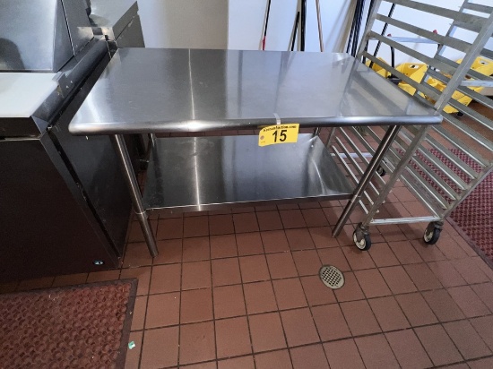 4' X 30" S/S TABLE W/ LOWER S/S SHELF, ROLLED EDGES
