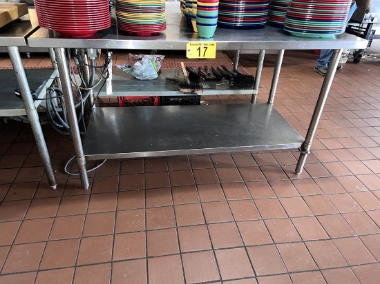 5' X 30" S/S TABLE W/ LOWER S/S SHELF, SQUARE EDGES