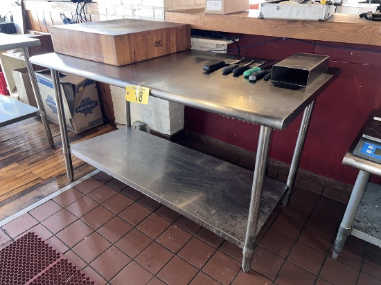 5' X 30" S/S TABLE W/ LOWER S/S SHELF, ROLLED EDGES
