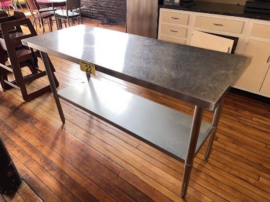 5' X 24" S/S TABLE W/ LOWER S/S SHELF, SQUARE EDGES