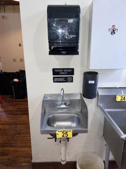 ROYAL 16" S/S HAND SINK, 8" BACK SPLASH & SPLASH GUARDS