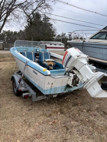 ATLAS TRAVELLER FIBERGLASS BOAT W/ SHORELAND'R S/A BOAT TRAILER, VIN: UNKNOWN