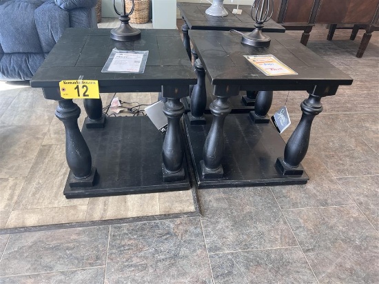 ASHLEY FURNITURE 3-PC MALLACAR LIVING ROOM TABLE SET, RETAIL $599