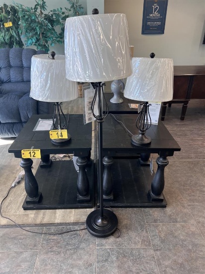 ASHLEY FURNITURE 3-PC BRYCESTONE LAMP SET, RETAIL $209