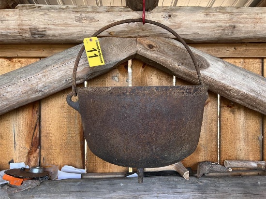 CAST IRON KETTLE, 23" DIAMETER X 13" D