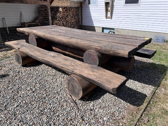 CUSTOM MADE 10' PINE LOG PICNIC TABLE